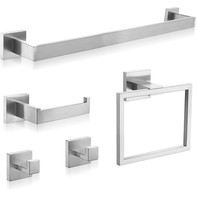 Brushed Nickel Towel Bar Rack Sets,16 inch Bathroom Hardware Set 5
