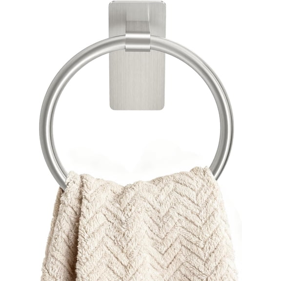 Brushed Nickel Towel Ring, Hand Towel Holder for Bathroom, Self Adhesive Hand Towel Rings for Bath, Kitchen, RV, No Drill Hole