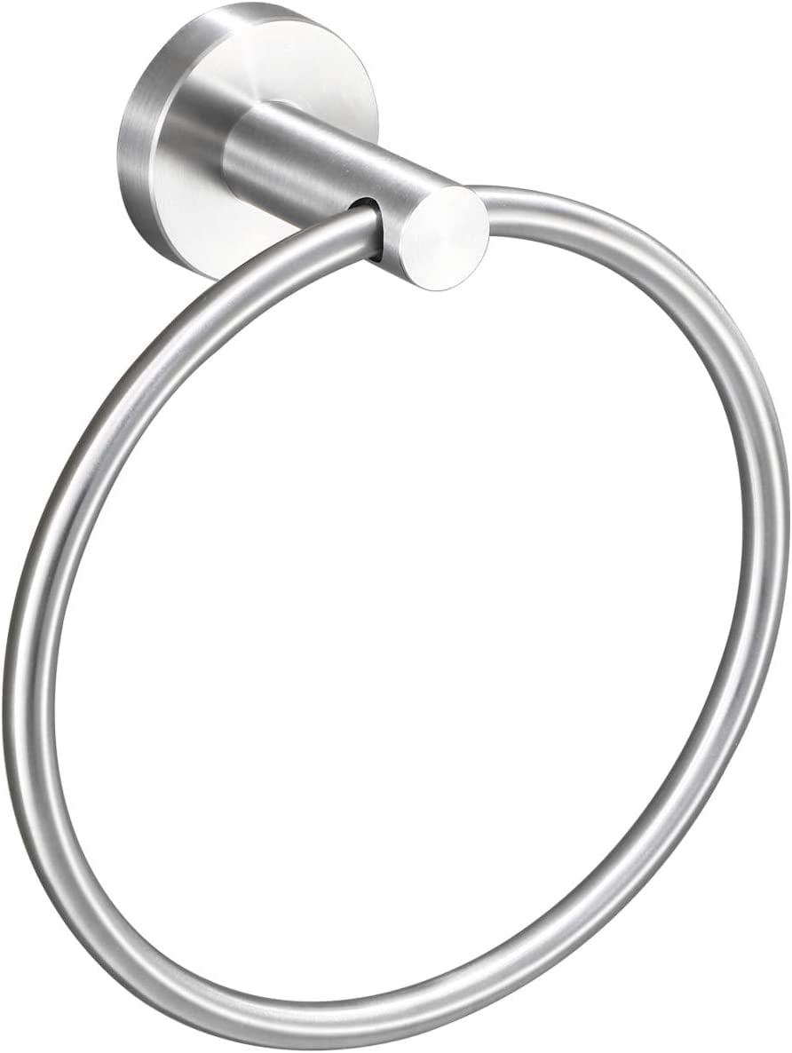 Brushed Nickel Towel Ring Wall Mount, Hand Towel Holder for Bathroom