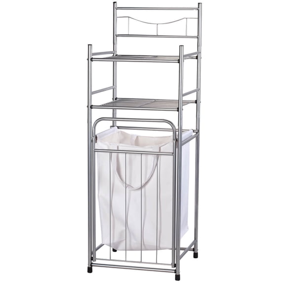 Brushed Nickel Tower with Hamper