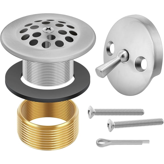 Brushed Nickel Trip Lever Bathtub Drain Tub Trim Set with Trip Lever Overflow Face Plate, Bathroom Tub Drains Replacement Conversion Tub Drain Kit Assembly with Universal Fine Coarse Thread