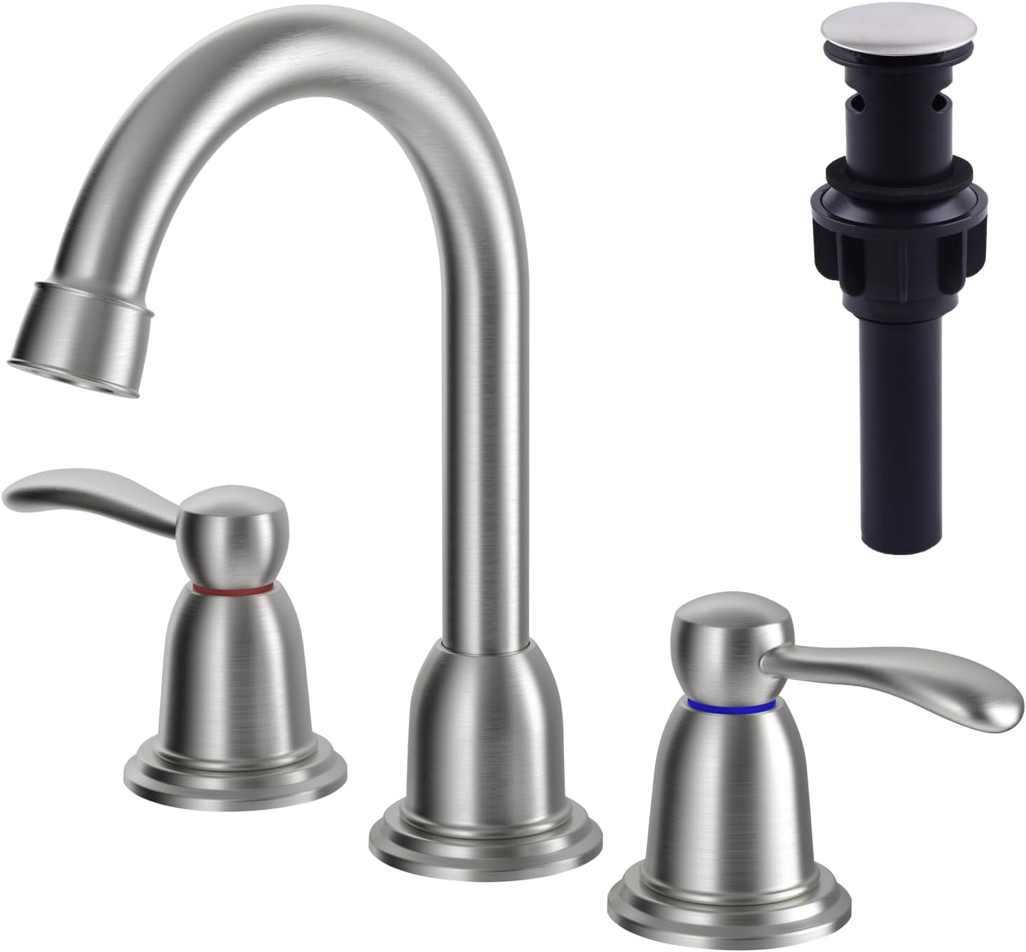 Brushed Nickel Two Handle 8 Inch Widespread Bathroom Sink Faucet with ...
