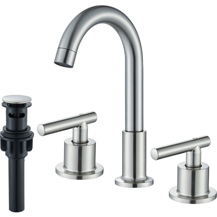 Brushed Nickel Vanity Bathroom Faucet 3 Holes Widespread 2 Handle Sink Mixer Tap