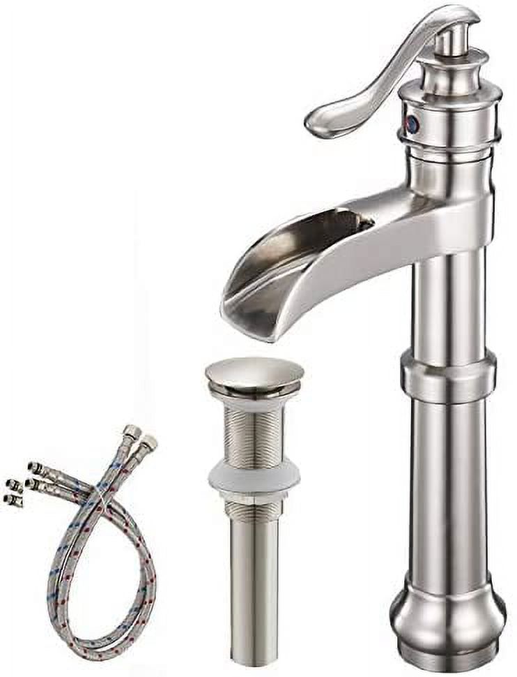 Brushed Nickel Single-Handle Waterfall Vessel Bathroom Faucet