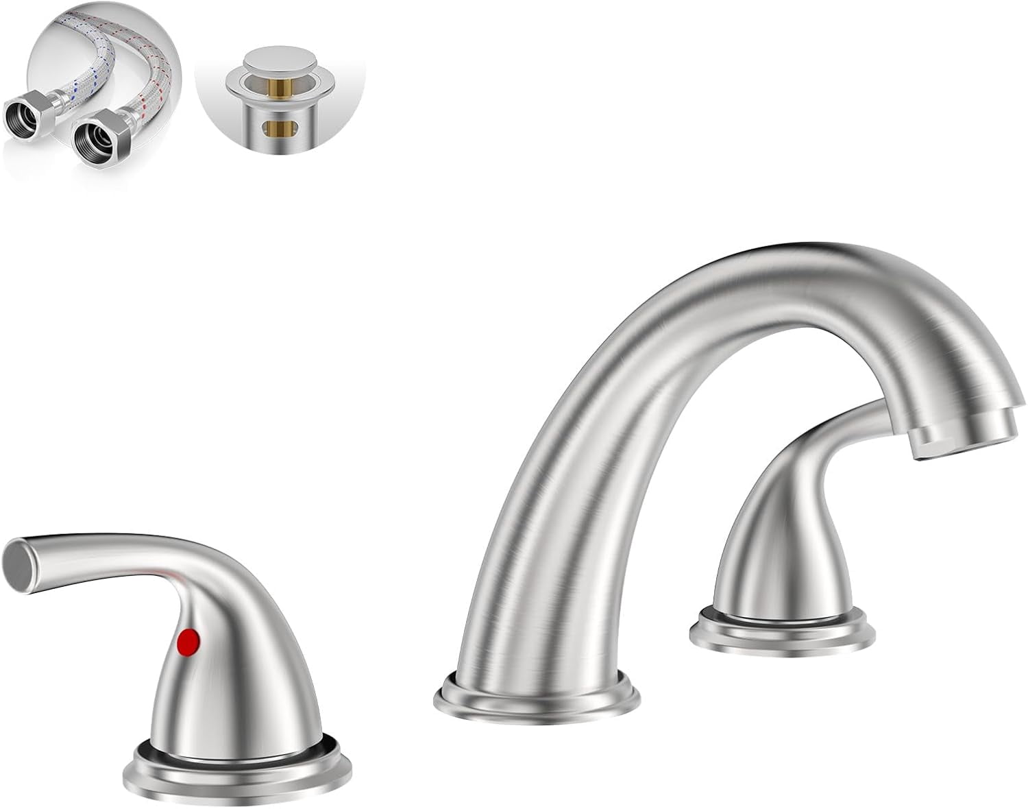 Curated visual reference: Fresh Look at Brushed Nickel Widespread Bathroom Sink Faucet 8 Inch 3 Hole
