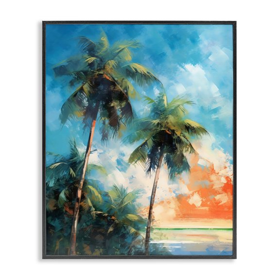 Stupell Industries Brushed Palms at Sunset Black Framed Giclee Art, design by LSR Design Studio, 14 x 11
