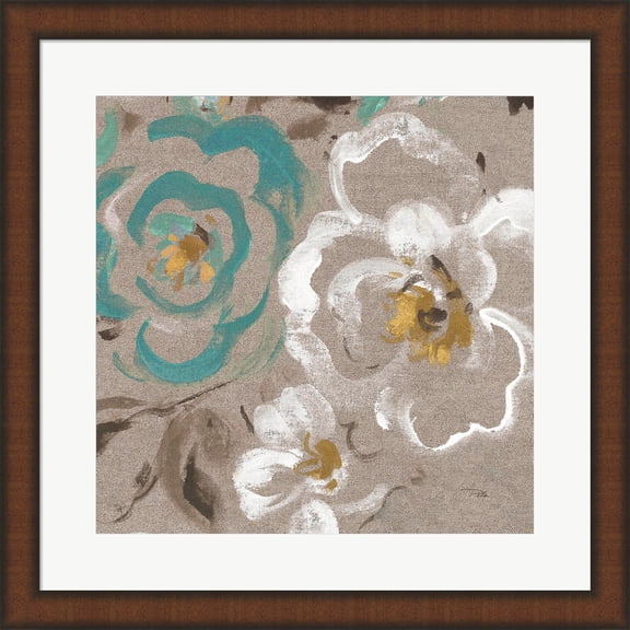 Brushed Petals III Teal by Pela, Framed Wall Art, 19.75W x 19.75H