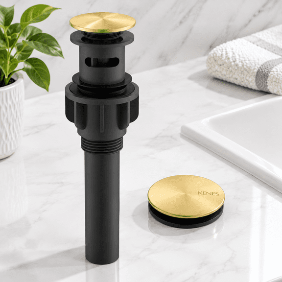 Brushed Pop Up Bathroom Sink Drainembly With Overflow