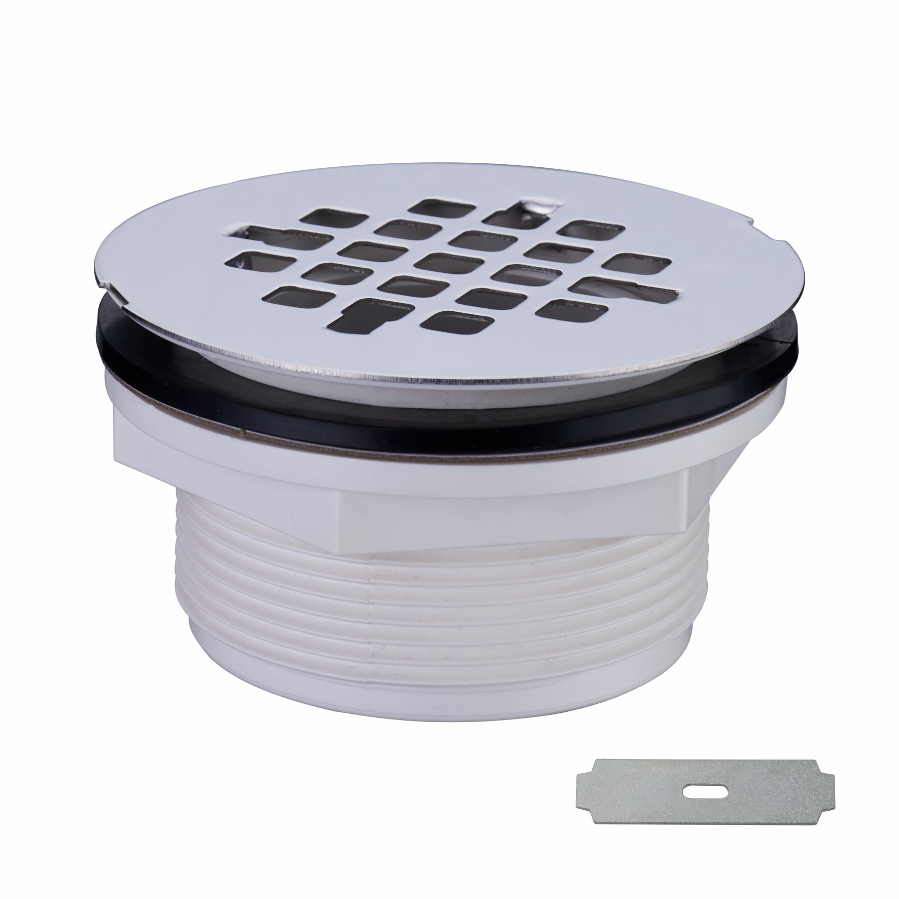 Brushed Nickel No Caulk PVC Compression Shower Drain with Stainless Steel Round Grid Cover from Hidrop-US