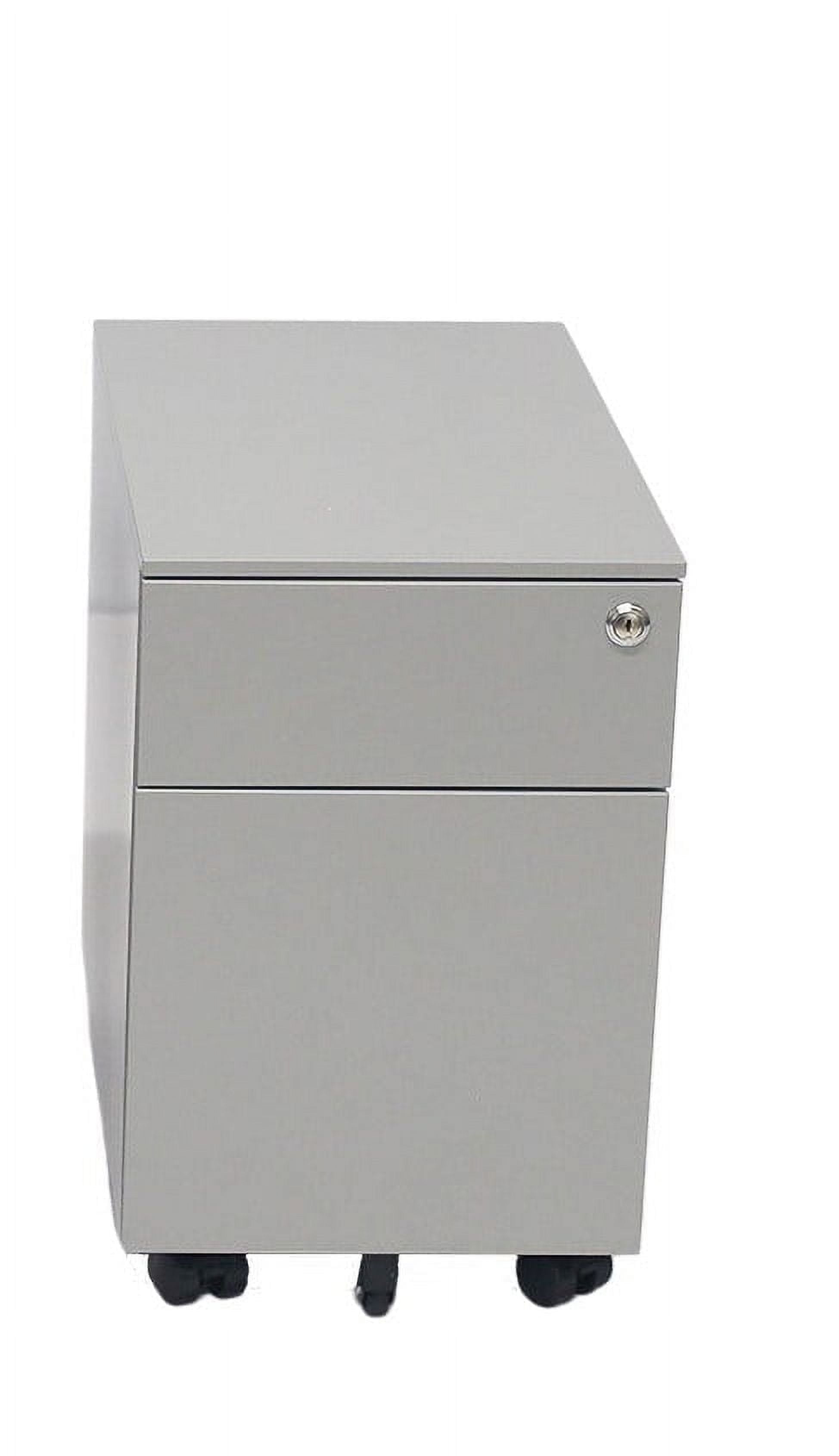 We're It 2-Drawer Mobile Filing Cabinet with Lock & Wheels - 11.8" Slim Under Desk File Storage for Letter/Legal Documents, Brushed Silver Metal Office Cabinet