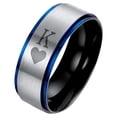 Brushed Silver Tungsten Carbide Ring Letter and Heart Engraved Two-Tone ...
