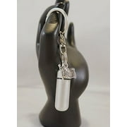 Brushed Silver US FLAG Pocket Pill Holder/Container/Stash on Swivel Steel Keychain