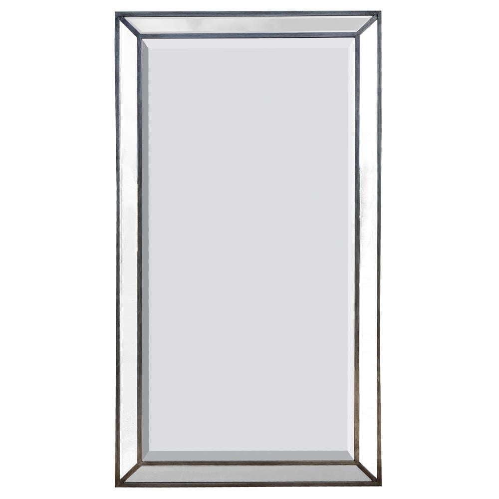 Rectangular Silver Wood Frame Wall Mirror