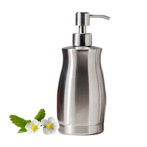 Brushed Stainless Steel Countertop Soap Dispenser Rust and Leak Resistant Hand Soap Pump with Funnel for Kitchen Countertops and Bathroom Dispensers (13.5 oz/400 ml)