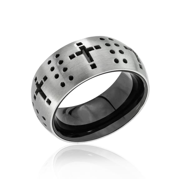 Brushed Stainless Steel Cross Cutout Band Ring - Christian Faith ...