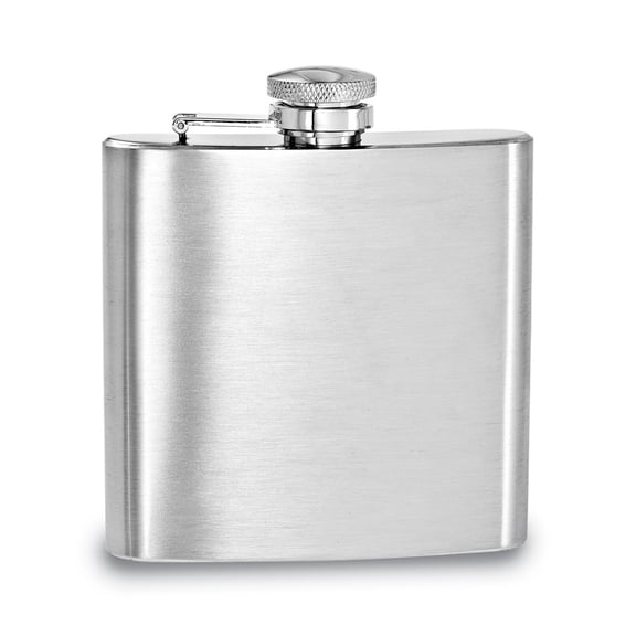 Rebel Steel Brushed Stainless Steel 6 ounce Square Flask with Funnel Q-GL8819