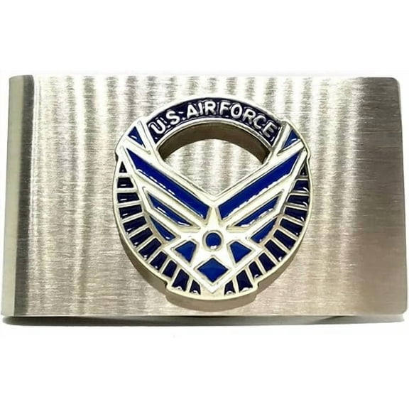 Brushed Stainless Steel Money Clip – (Air Force – Wings)