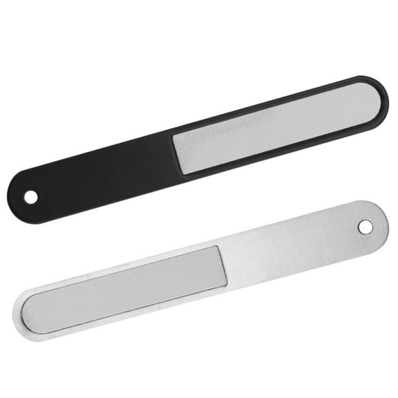 Brushed Stainless Steel Single-sided Nail File with Round Head, Nail Shaping Manicure Tool, Black & White 2 Pieces Pack