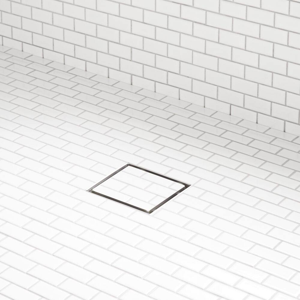 Brushed Stainless Steel Square Shower Drain, Removal Tool and Filter