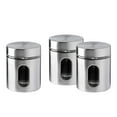 thumbnail image 1 of Brushed Stainless Steel and Glass Canister with Window, 5"H & 21OZ Set of 3…, 1 of 5