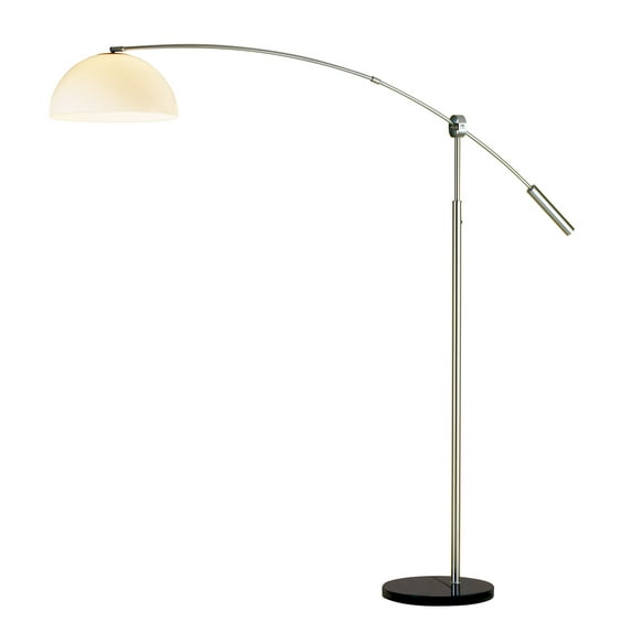 15" X 75" X 64" - 90" Brushed steel Metal Arc Lamp