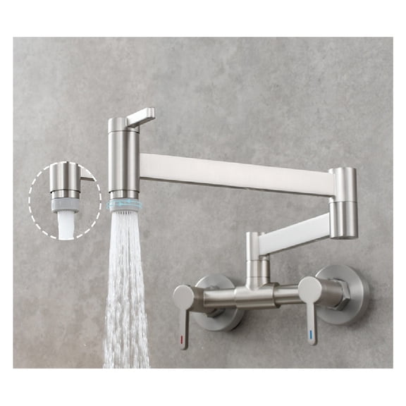 Brushed Three-switch Hot And Cold Basin Faucet In-wall Kitchen Folding Mixing Valve Faucet Bathroom Basin Faucet ,Bar Laundry RV Farmhouse