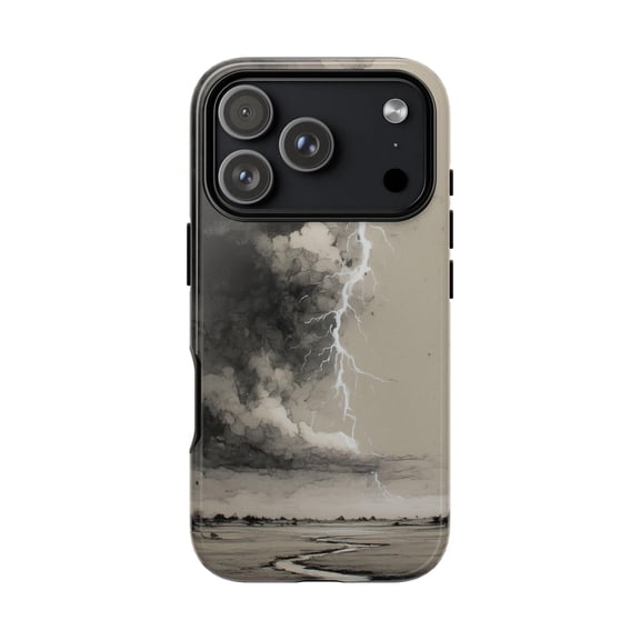 Brushed Thunderstorm Lightning Sky Dramatic Clouds Phone Case 17 16 15 14 13 12 11 Pro Max