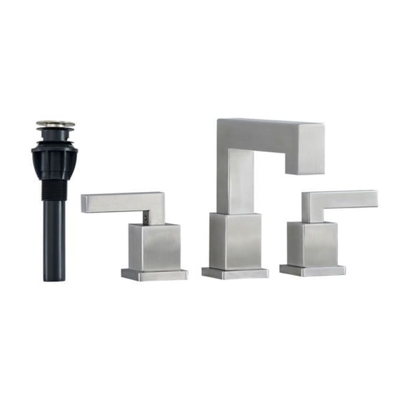 Brushed Widespread Bathroom 3 Hole, 8-Inch Waterfall Sink 2-Handle with -Up Drain & Supply Lines