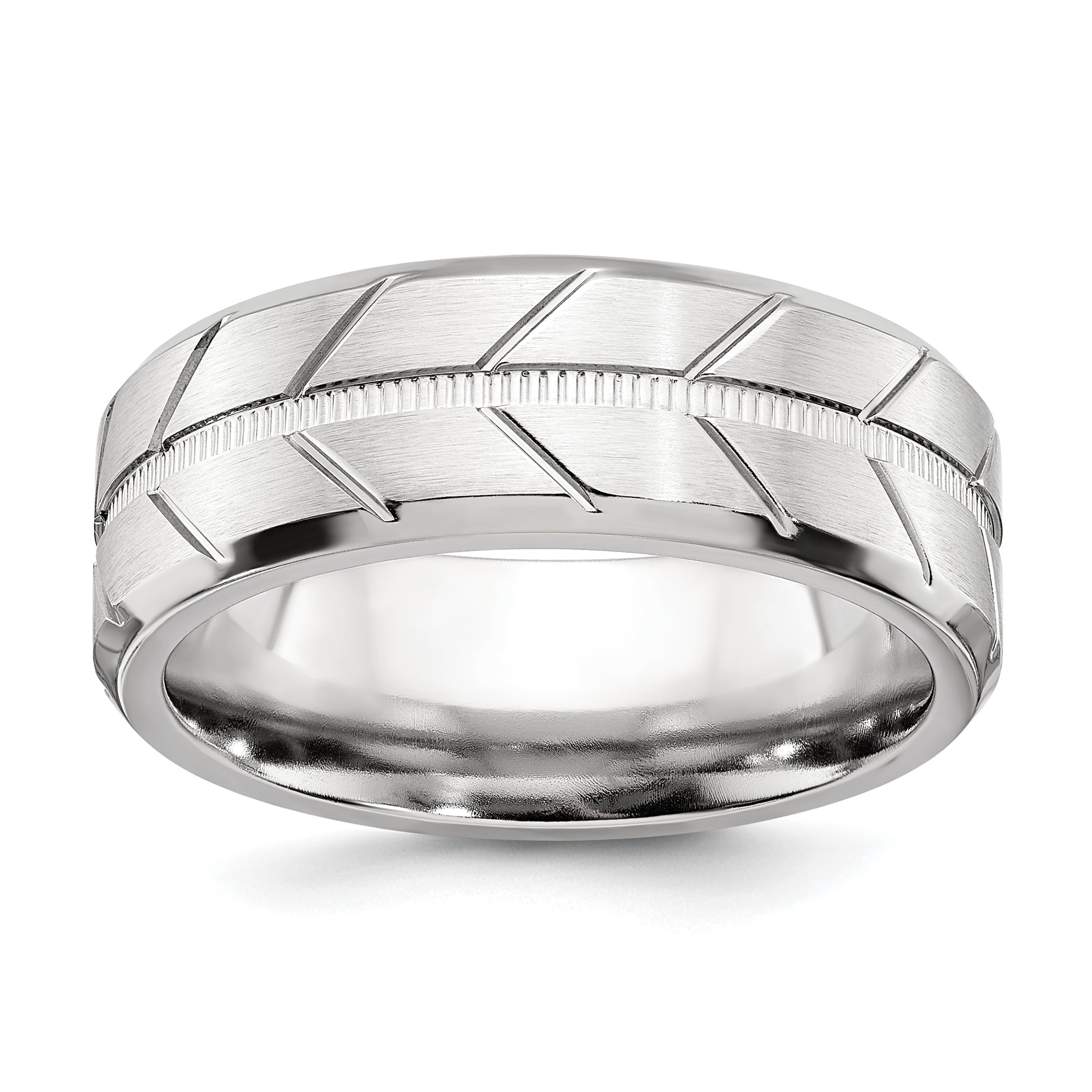 Chisel Brushed and Polished Beveled Edge Cobalt Wedding Band 8mm ...