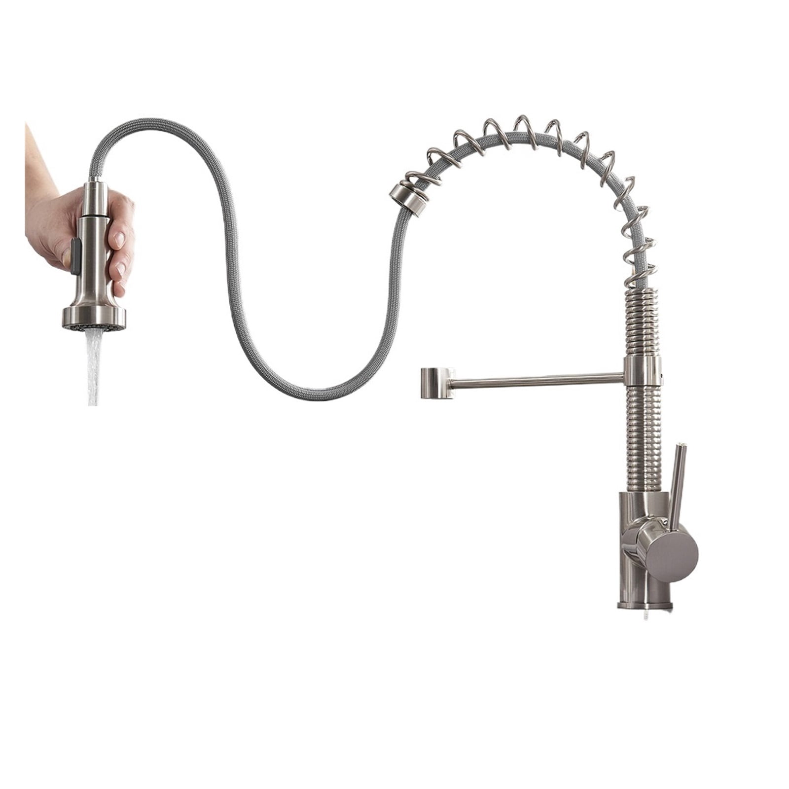Spring Force Faucet Brushed copper faucet single lever pull down spring spout mixer faucet ...