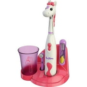 Brusheez® Kid's Electric Toothbrush Set - Soft Bristles, Easy-Press Power Button, Battery Operated, 2 Brush Heads, Animal Cover, Sand Timer, Rinse Cup and Storage Base - Ages 3+ (Prancy the Pony)