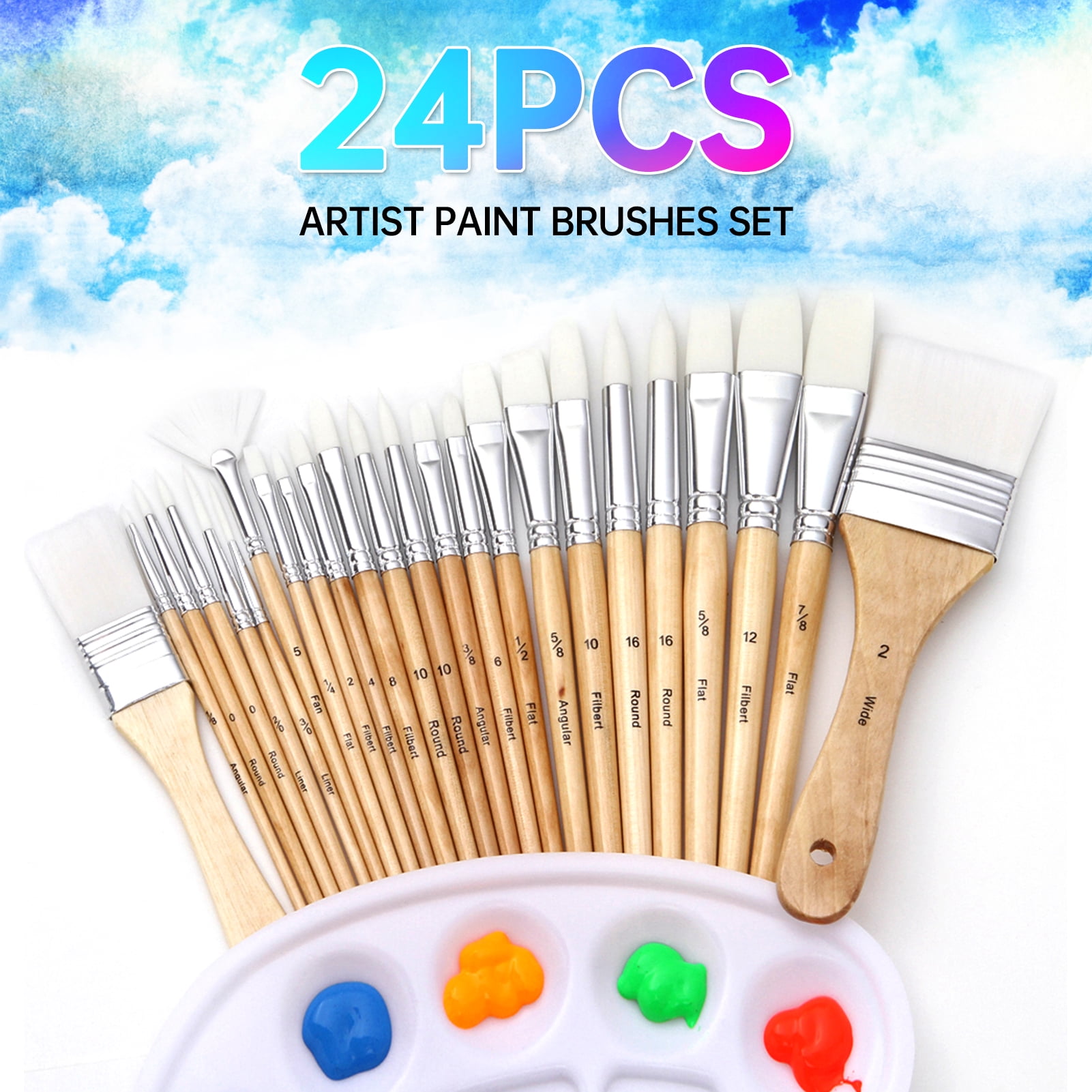 Fuumuui 6-Piece Extended Needle Point Watercolor Brushes - Synthetic & Sable Blend, Extra Long Tip For Fine Detailing, Short Handle