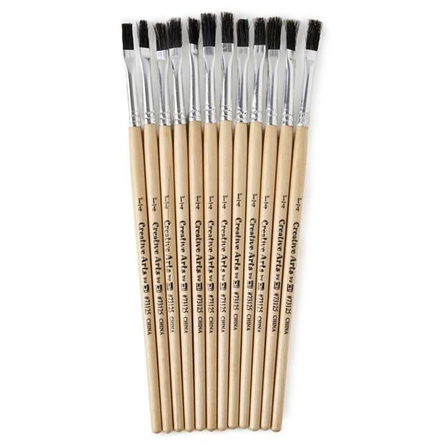 Brushes Stubby Easel Flat 0.25 in. Natural Bristle - 12 Count - Pack of 6