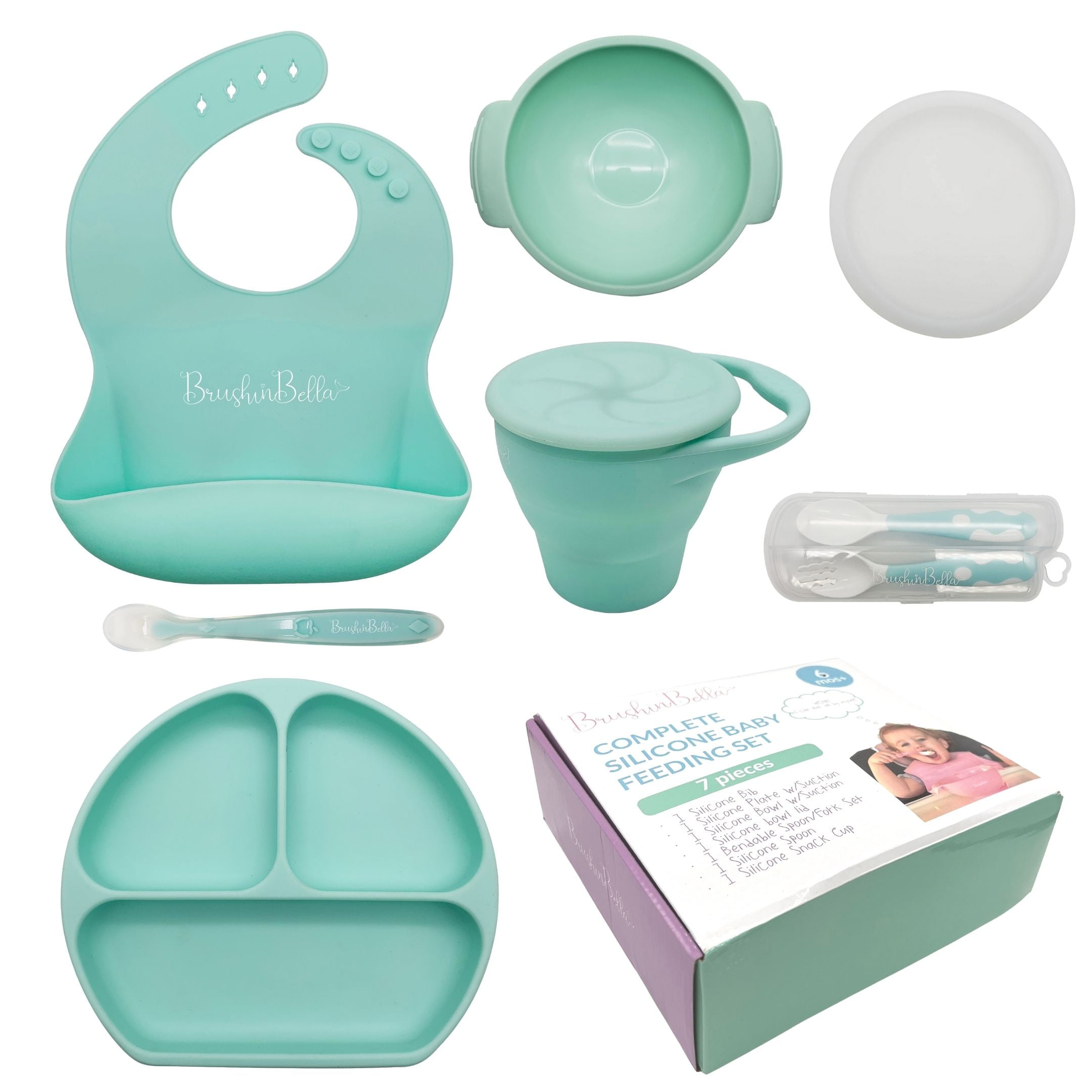 BrushinBella Baby Feeding Set Plate, Spoons, Bib, Nepal Ubuy