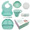thumbnail image 1 of BrushinBella Baby Feeding Set with Baby Plate, Baby Spoons First Stage, Silicone Bib and Snack Cup - Infant Eating Utensils, 1 of 6