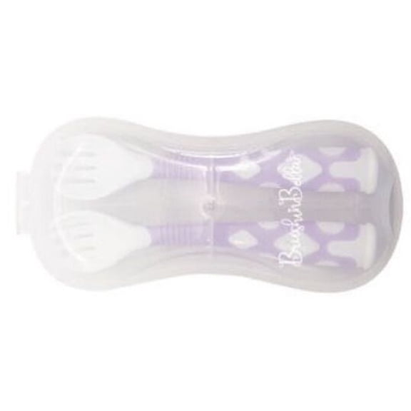 BrushinBella Silicone Baby Weaning Spoon  Soft Self-Feeding Spoon for Babies & Toddlers, BPA-Free, Dishwasher-Safe (Purple)