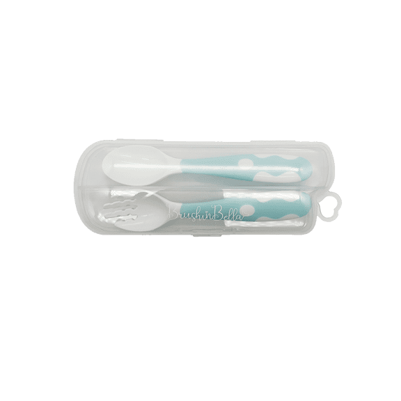 BrushinBella Silicone Baby Weaning Spoon  Soft Self-Feeding Spoon for Babies & Toddlers, BPA-Free, Dishwasher-Safe (Tiffany Blue)