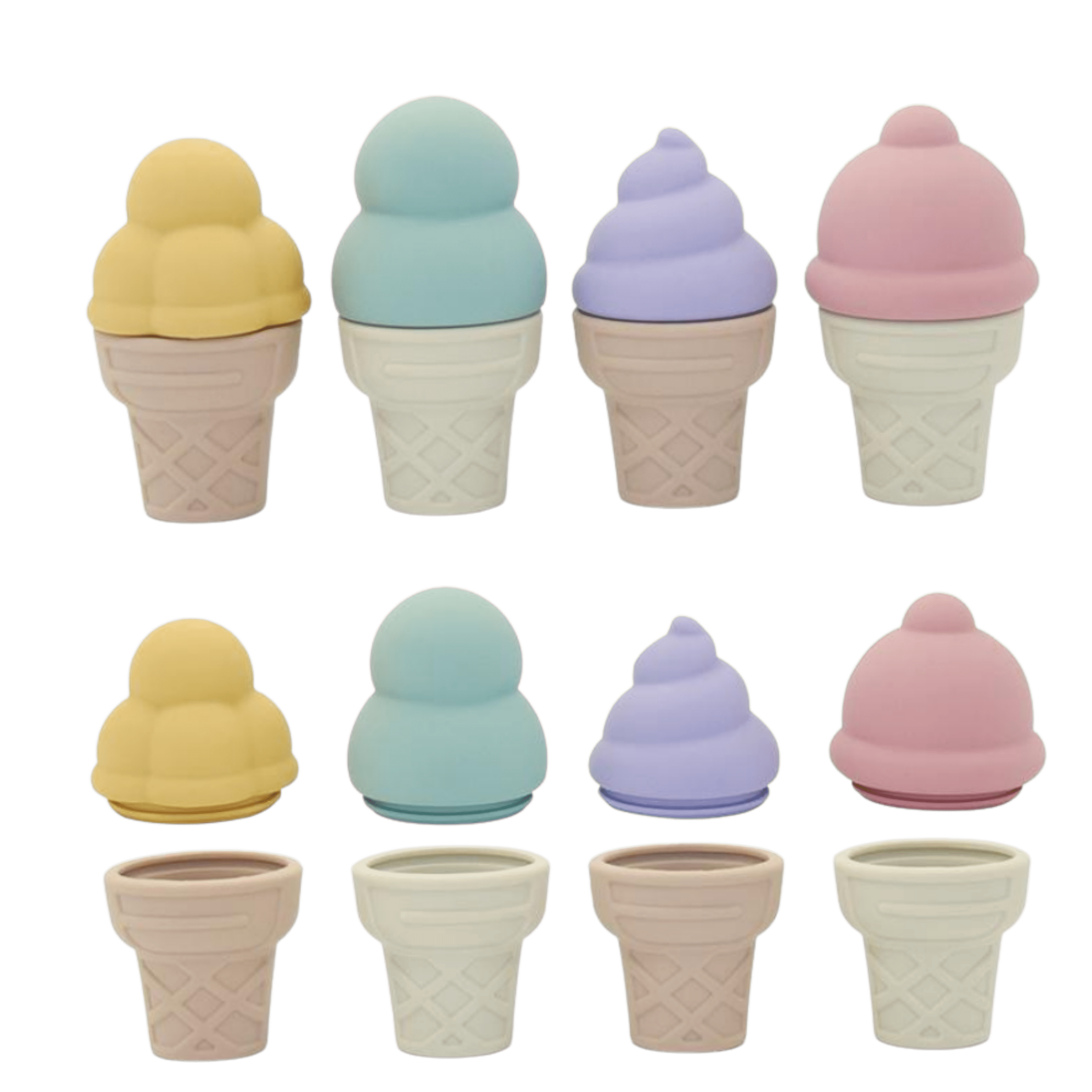 BrushinBella Silicone Bath Toys 4-Pack - Cleanable Silicone Montessori Toys - Baby Bath Toys - Bath Toys Dishwasher-Safe - Toddler Tub Toys - Baby Bath Essentials
