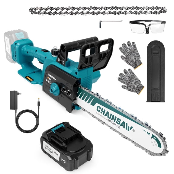 Brushless 12-Inch Cordless Electric Chainsaw, 4.0Ah Battery Powered Chain Saw, 26 Ft/s 20V Upgraded Portable Compact Handheld Saw for Wood Cutting, Free Assemble