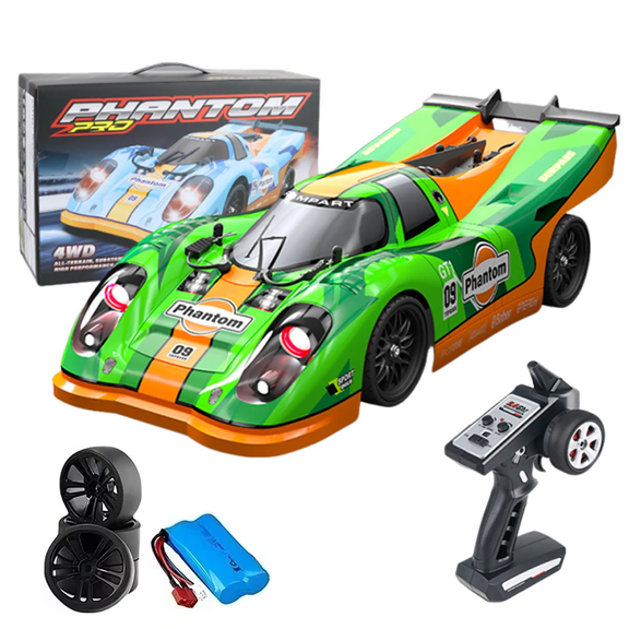 Brushless 4WD RC Drift Car, 60km/h High Speed, 2.4GHz Remote, Demon Angel Eye Lights, Metal Chassis, 7.4V 1300mAh Battery, 1:10 Scale Hobby Grade