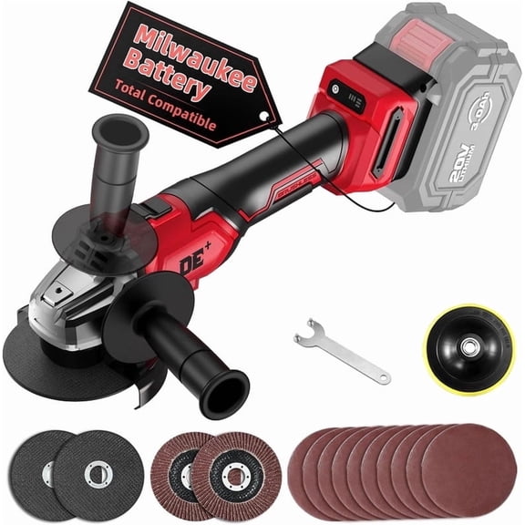 Brushless Angle Grinder for Milwaukee M18 Battery, 4-1/2" Cordless Small Angle Grinder w/Auxiliary Handle, 10 Sandpapers, 2 Cutting & 2 Grinding Wheels, Pin Wrench, Lock-on Slide Switch for Polishing