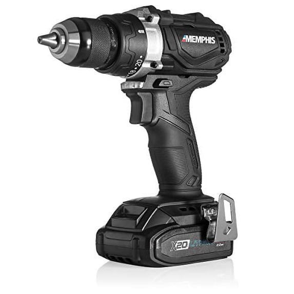 Brushless Cordless Drill Set with Case, Compact Electric Hand Drill with Rechargeable 20V Li-Ion Lithium Battery, 2 Speeds, More Power, Longer Battery Life, Memphis MX20D144