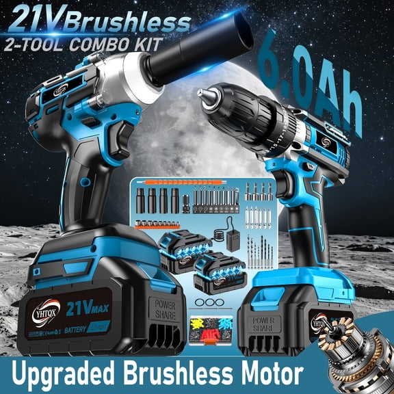 Brushless Cordless Power Tool Combo Kit | Rotary Hammer, Impact Wrench & Angle Grinder for Home & Auto Repair