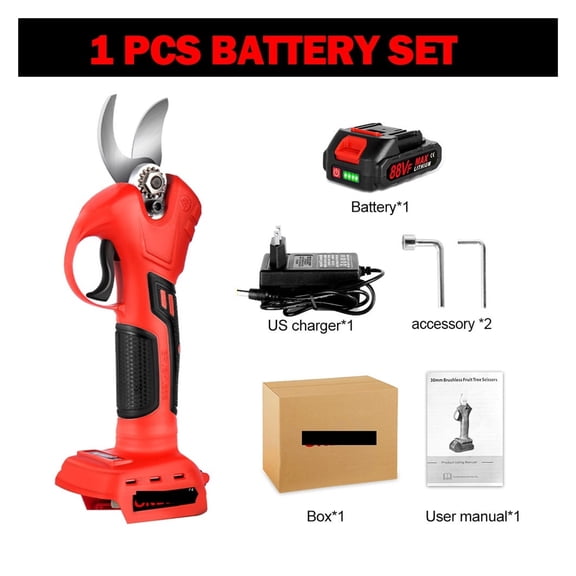Brushless Cordless Pruning Shear 40mm Efficient Scissors Bonsai Electric Tree Branches Garden Tool 18v Battery ,Easy to Operate