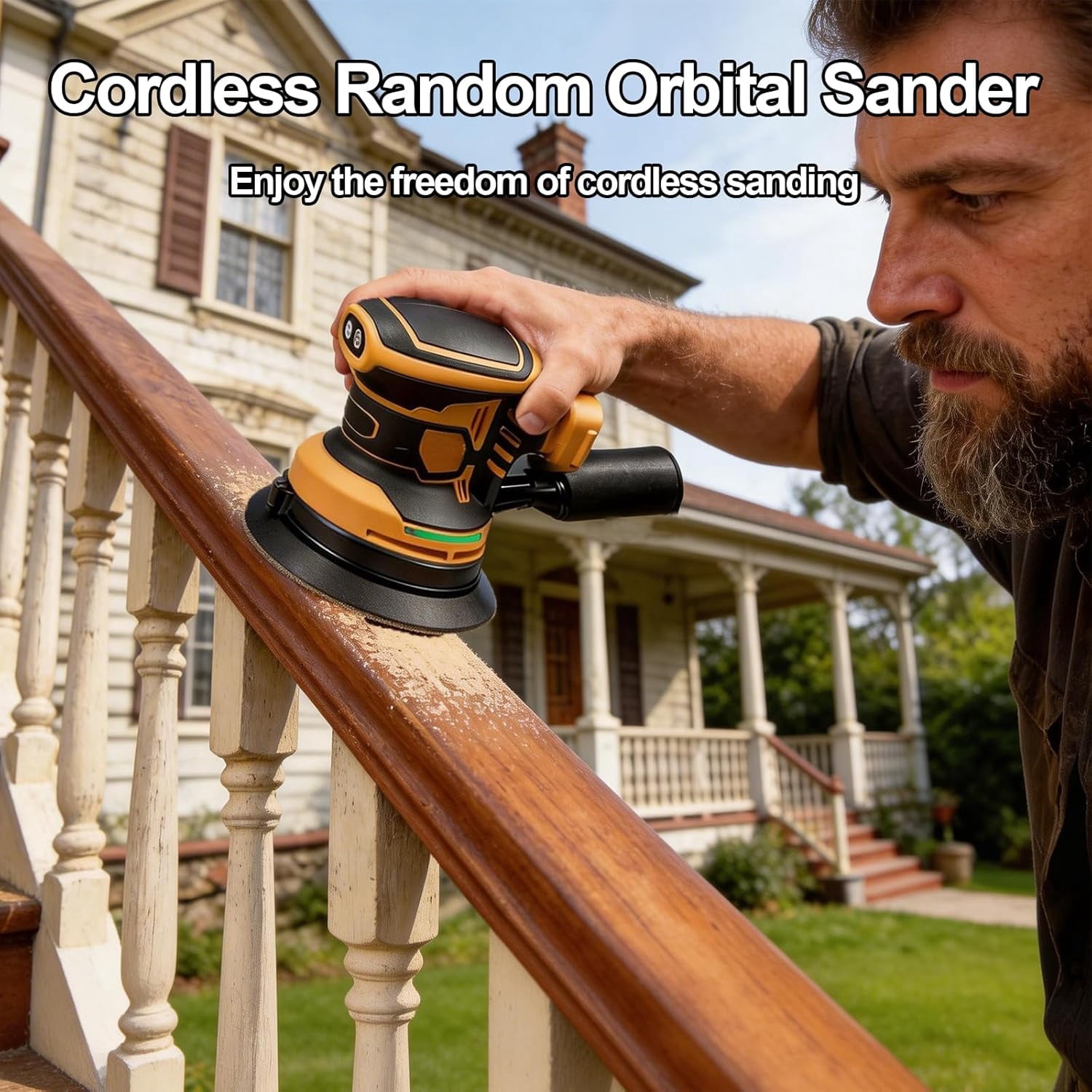 WeToolGoo Brushless Cordless Random Orbital Sander – Compatible With DeWalt 20V/60V Batteries, 6 Speeds, Dust Collector, 20 Sandpaper Sheets Included