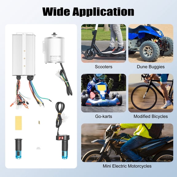 Brushless DC Motor Kits,72V 3000W Electric Bike Motor Conversion Kit,BLDC Motor Kit w/Controller and Throttle for Go Kart Scooter Motorcycle Engine Ebike DIY Conversion 6600RPM 3 Speed