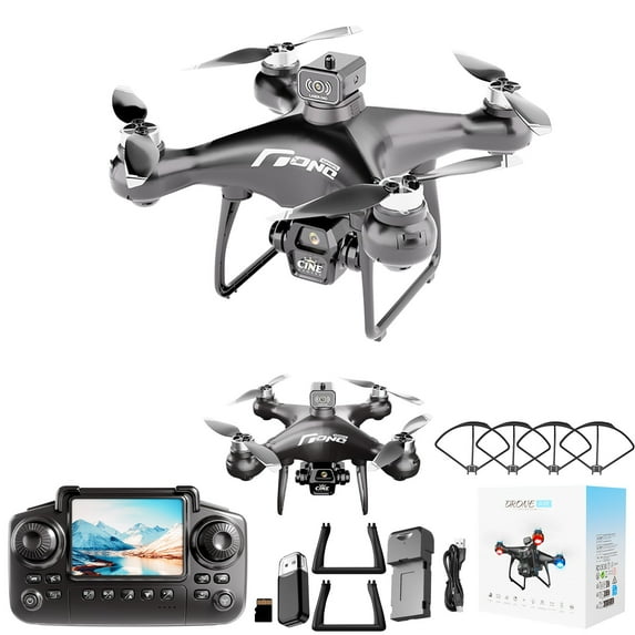 1080P HD Camera Drone with Screen Remote Control, Brushless Motor, Altitude Hold, Obstacle Avoidance, Gesture Control, 360° Flip, for Kids and Adults
