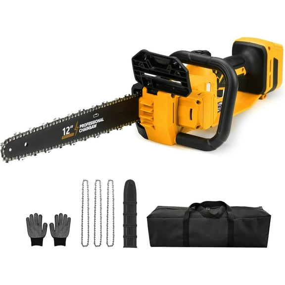 Brushless Electric Chainsaw 12" Cordless Tool Only for 20V/60V Battery with Auto Oiler & Security Lock, for Tree Trimming and Branch Wood Cutting