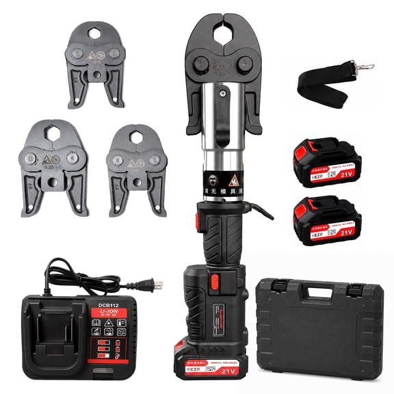 Brushless Electric Pipe Crimping Tool, 18V Cordless PEX Crimping Tool with 2 Rechargeable Batteries 3S Fast Crimping for Residential & Commercial Plumbing Jobs