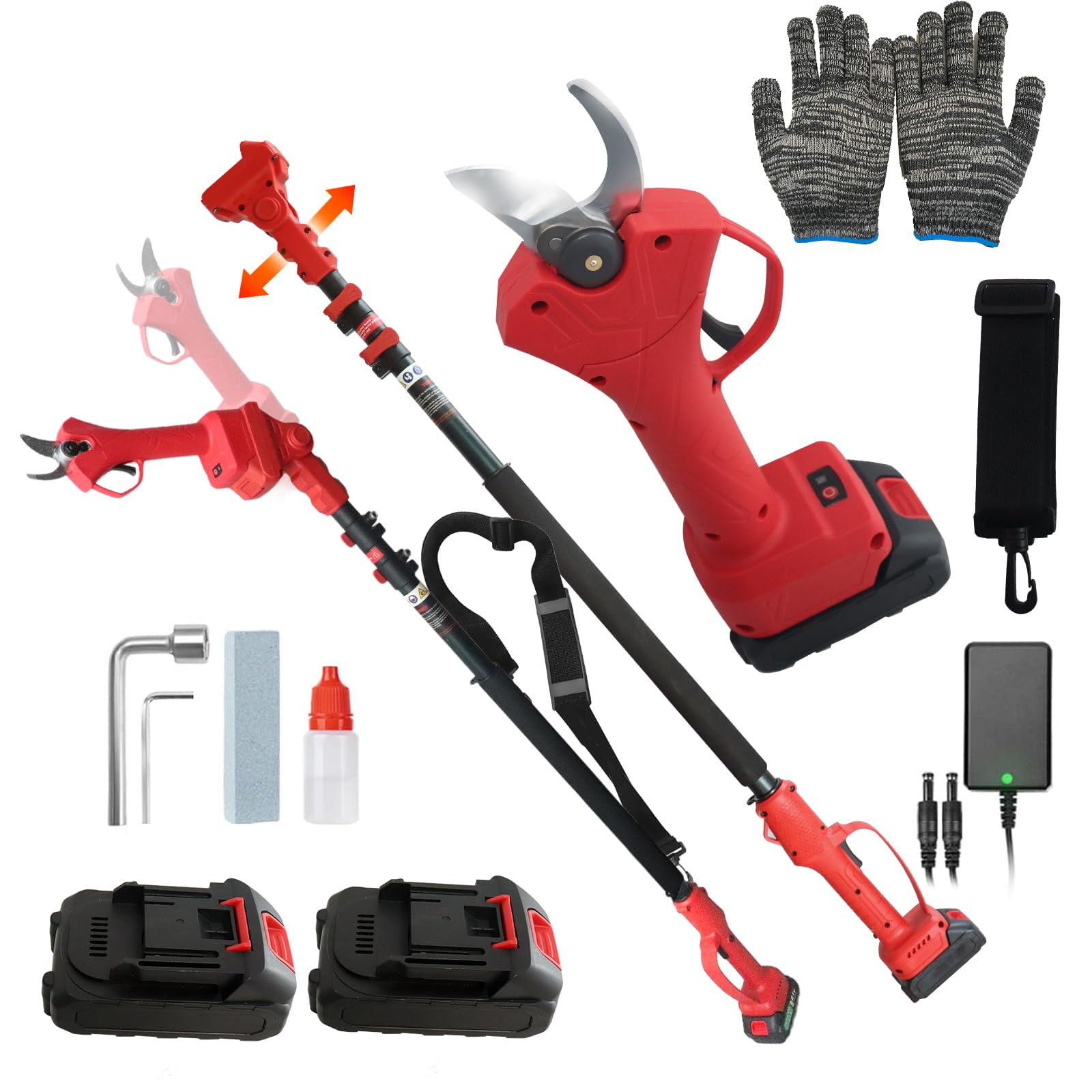 Brushless Electric Pruning Shears Cordless, 15FT Telescoping Rod Pole ...